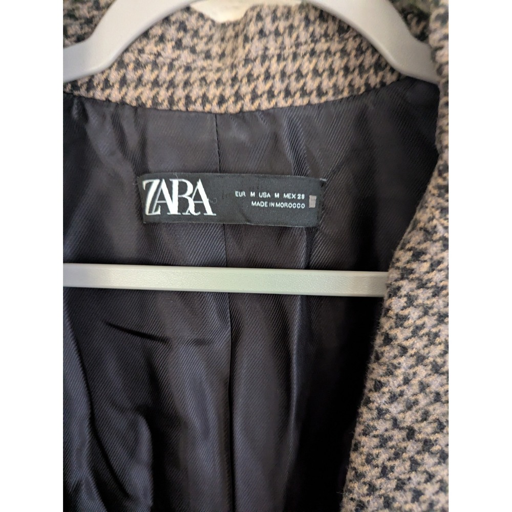 Zara houndstooth coat size M tailored neutral outerwear cool girl - Picture 6 of 7